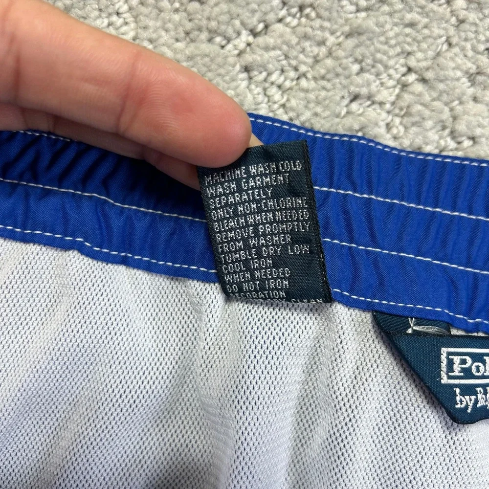 VINTAGE Polo Ralph Lauren Board Shorts Mens Large Blue Swim Trunks Surf Big Pony